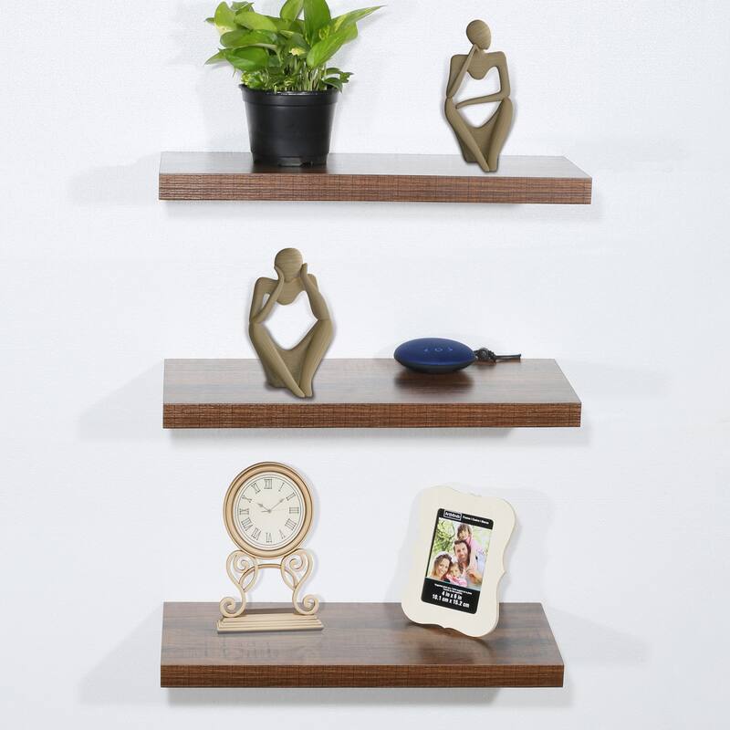 DAVEE FURNITURE Set of 2 Antique Walnut Floating Shelves--23.62*9.25 *1.5 inches - 23.62*9.25*1.5 inches - Antigue Walnut - 23.62*9.25*1.5 inches