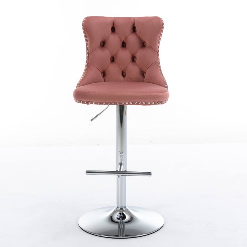 Counter Height Swivel Barstools Adjustable Upholstered Bar Chairs Set of 2