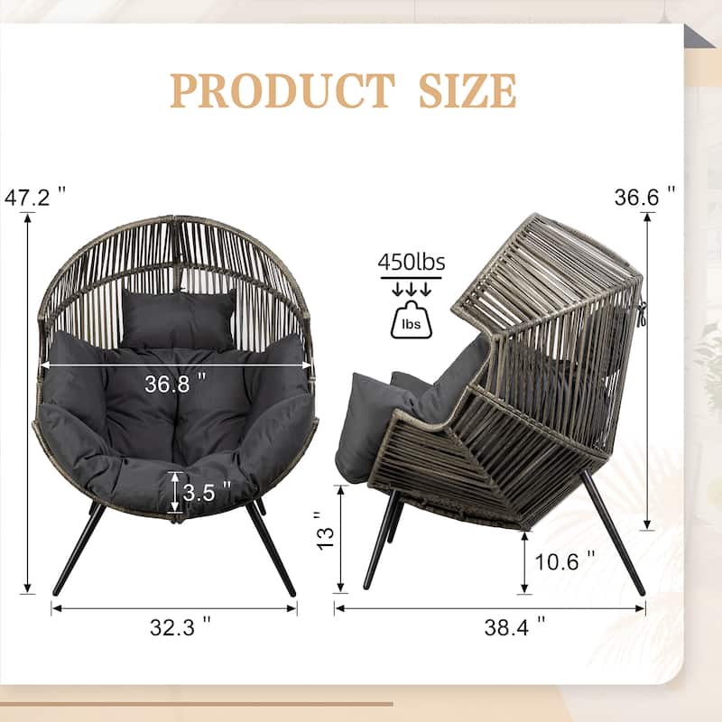 Futzca Wicker Egg Chair with Cushion