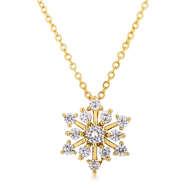 Contemporary Cubic Zirconia Snowflake Necklace - Bed Bath