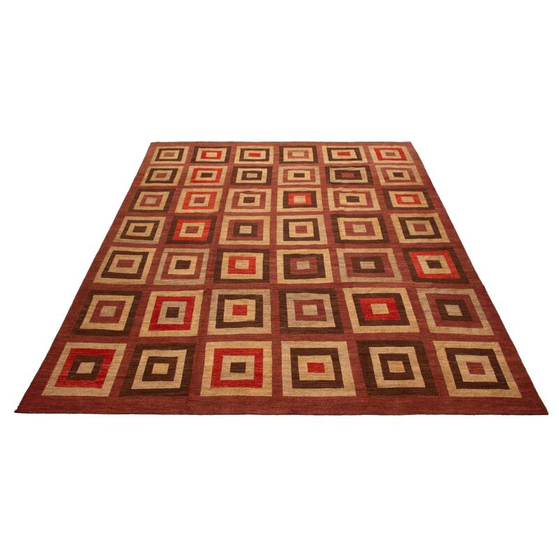 ECARPETGALLERY Flat-Weave Lahor Finest Red Wool Tapestry Kilim - 12'5 x 14'7