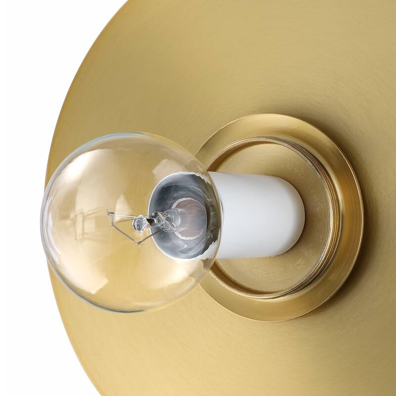 1-Light Brass Wall Sconce with White Glass Shade - 7 in.