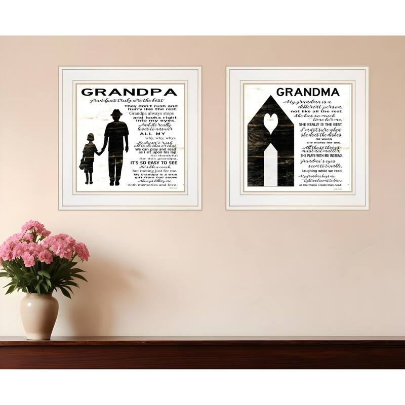 HomeRoots Set Of Two My Grandparents Are The Best 2 White Framed Print Wall Art