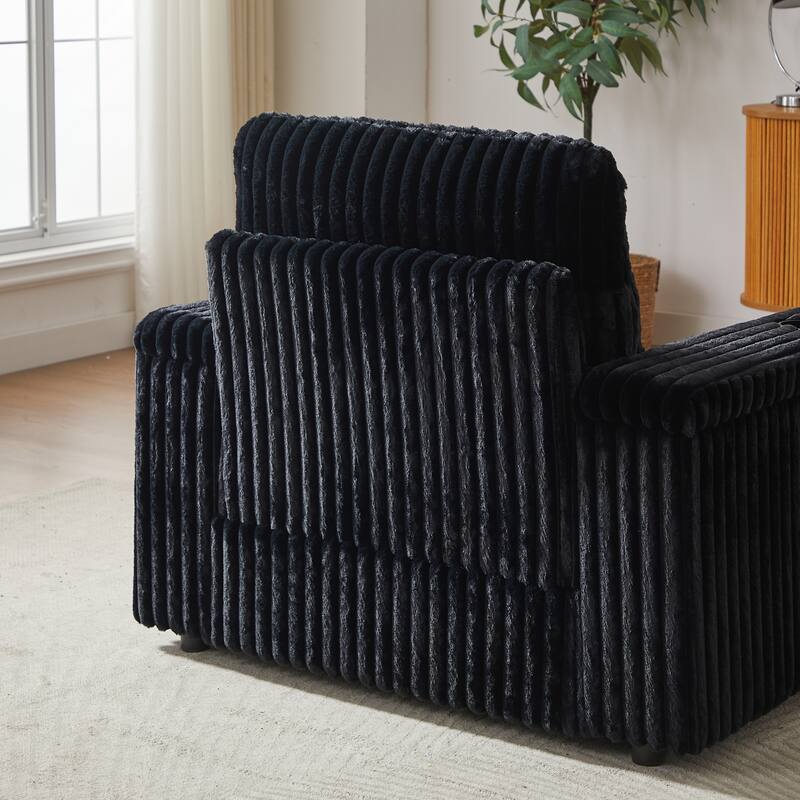 Anmytek 42.5-Inch Corduroy Deep-Seated Single Recliner With Backrest Pillow Cup Holder & Storage Footrest