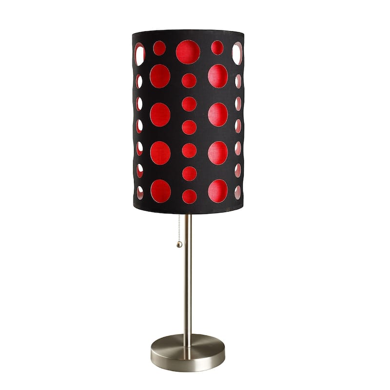 33" Steel Mod Table Lamp With Black And Red Drum Shade - 16 x 16 x 33