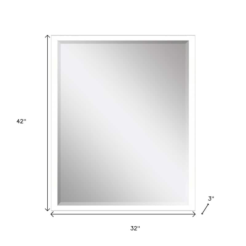 HomeRoots 42" White Solid Wood Framed Accent Mirror - 32.00 in. x 42.00 in. x 3.00 in.