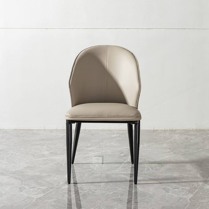 Dining chair PU with unique design backrest set of 2
