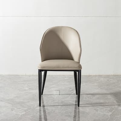 Dining chair PU with unique design backrest set of 2