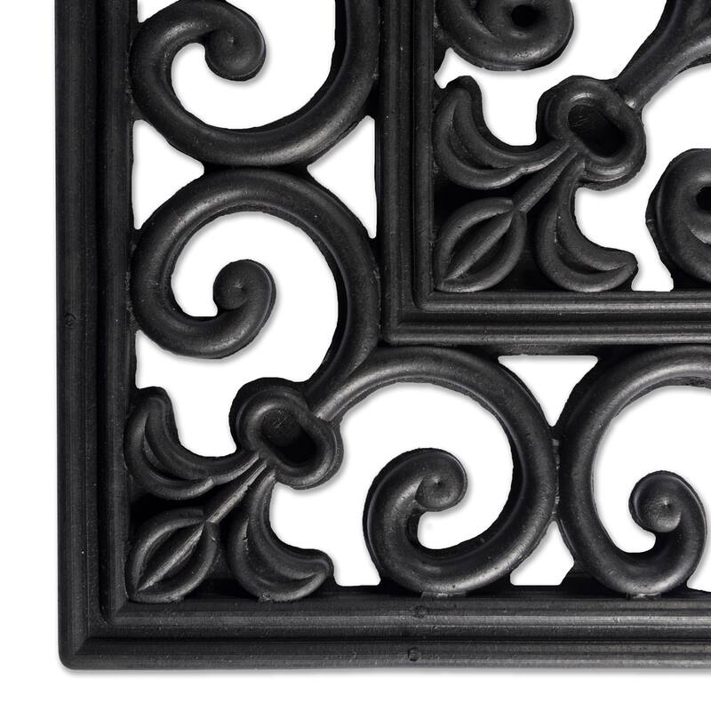 J & M Home Fashions 18" X 30" Natural Rubber Wrought Iron Floor Mat
