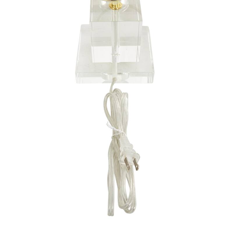 Gold Metal Overlapping Ring Abstract Room Accent Lamp with Elevated Square Glass Base