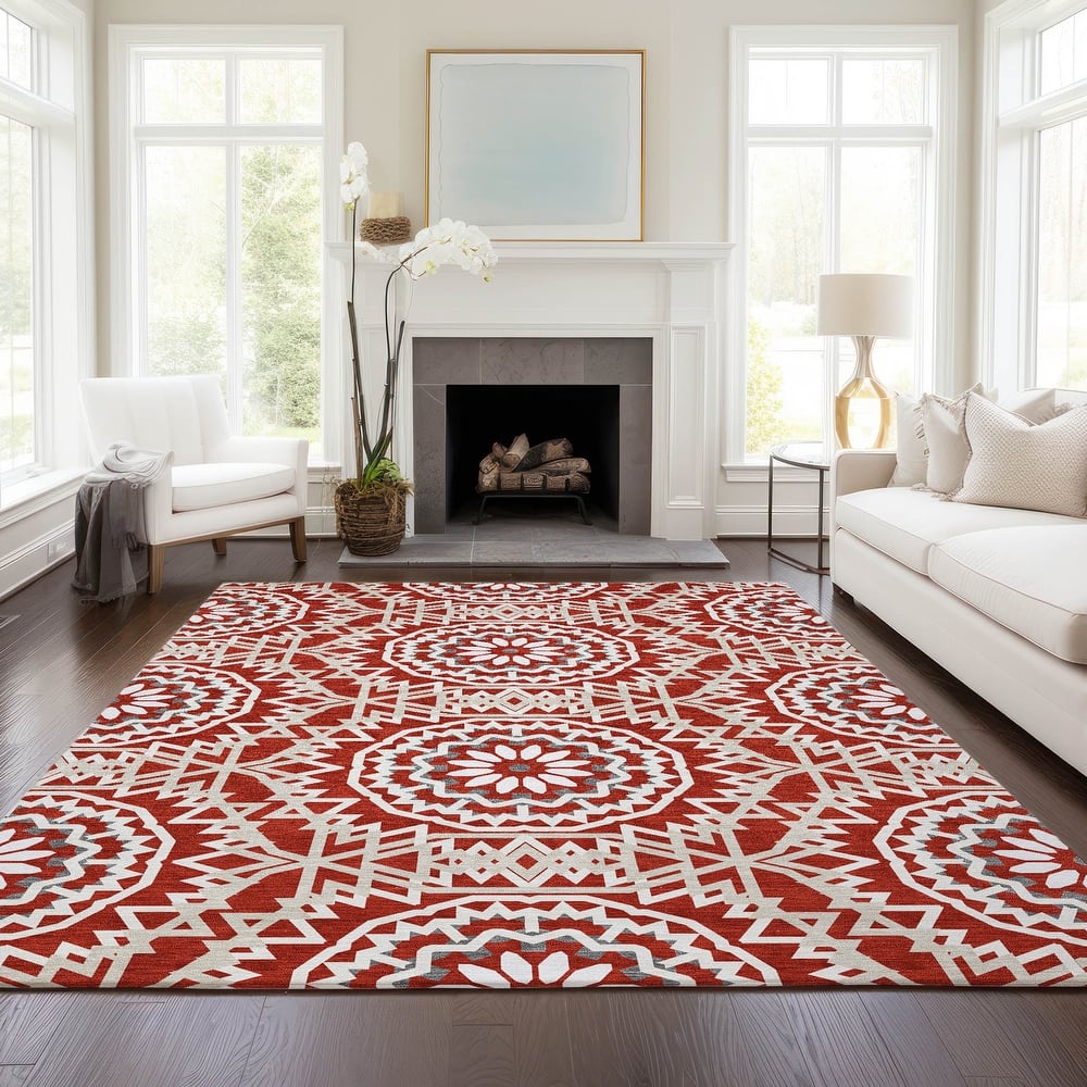 Machine Washable Indoor/ Outdoor Chantille Boho Global Rug