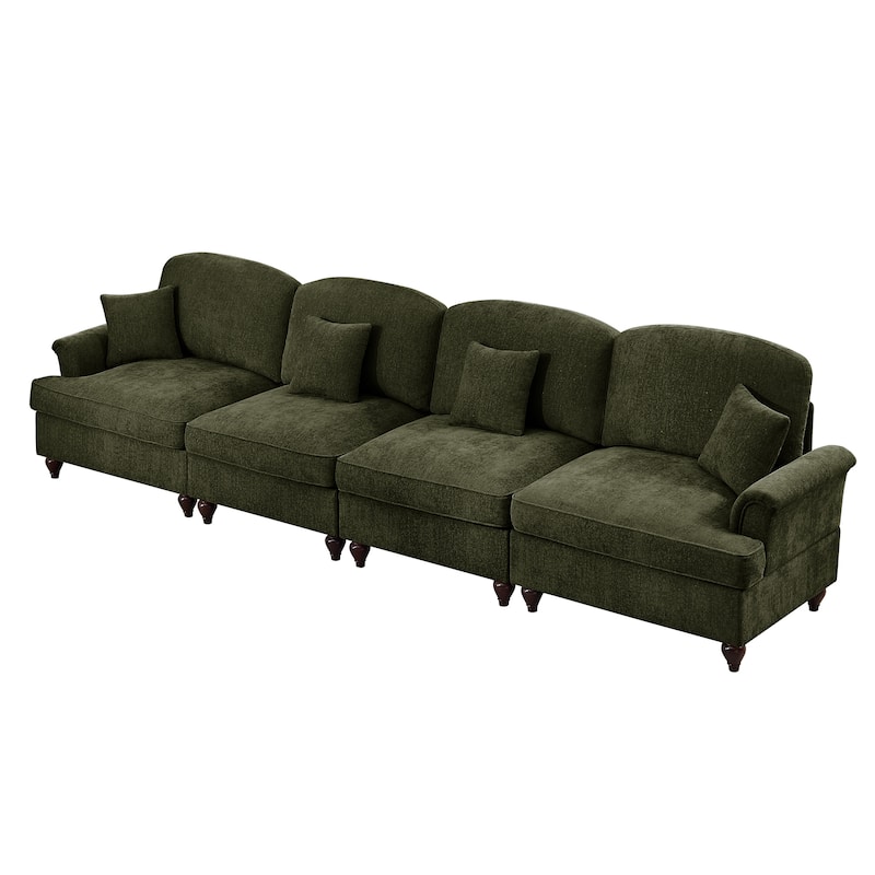 GDFStudio - Elegant Mid Century 4-Seater 137.8" Chenille Sofa with Flared Arms - Green