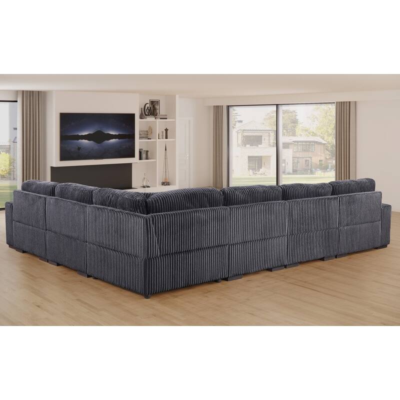 Nadine 155.5"W Corduroy Modular Corner Sectional Sofa with Left-Facing Chaise