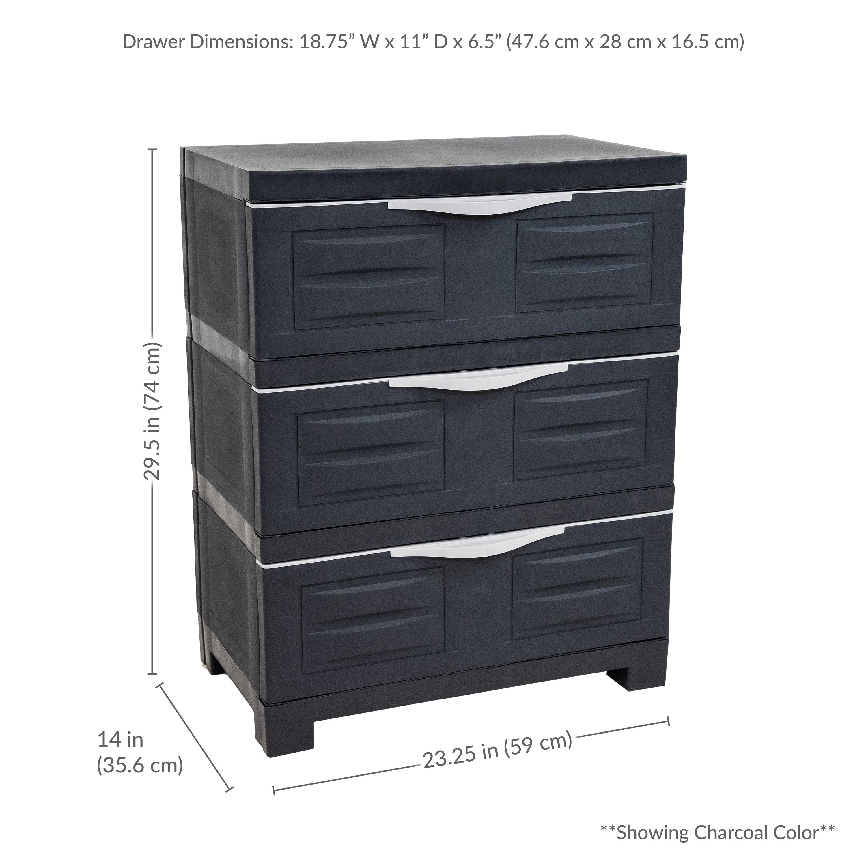 Sunnydaze 3-Tier Plastic Storage Drawers - Overstock - 40547249