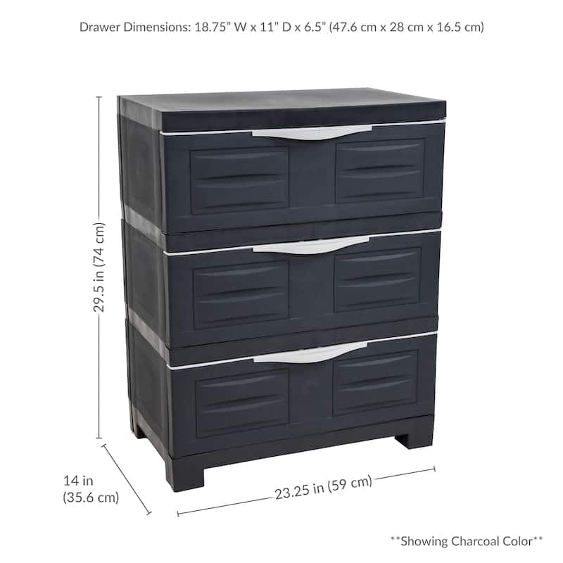 Sunnydaze 3-Tier Plastic Storage Drawers