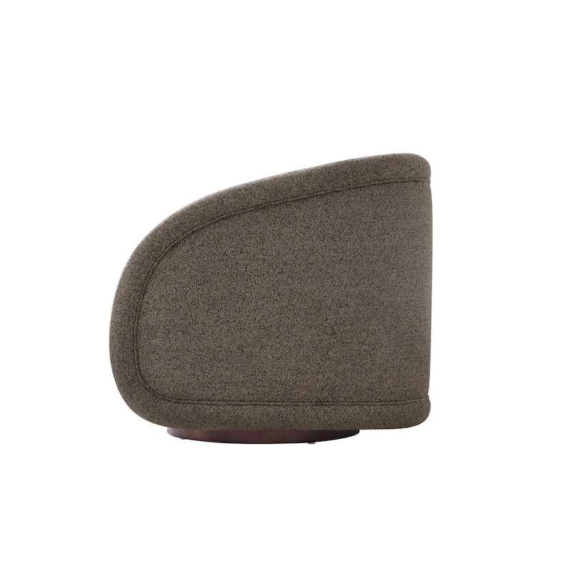 Scott Living - Sabbo Modern Boucle Upholstered 360° Swivel Accent Chair, Walnut-Finished Solid Wood Base & Ergonomic Curved Back