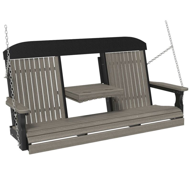 Poly Lumber Classic Swing - 5' - Coastal Gray Woodgrain & Black