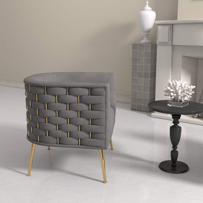 SEYNAR Mid-Century Modern Velvet Round Accent Chair for Living Room