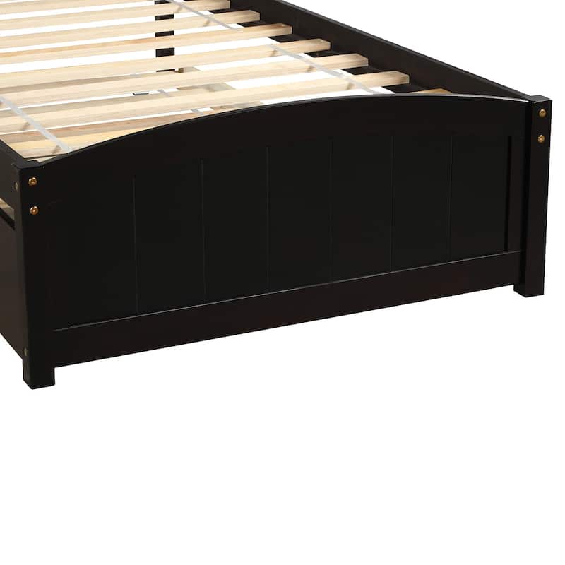 Twin Size Wood Platform Bed with Trundle