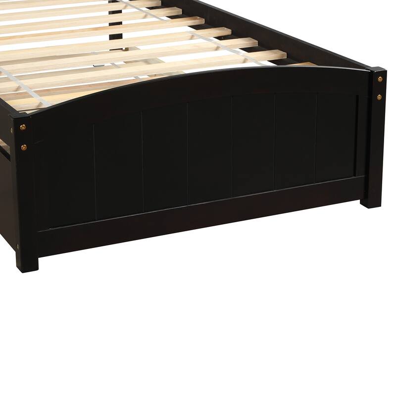 Wood Twin Size Platform Bed Solid Construction Twin Bed Frame