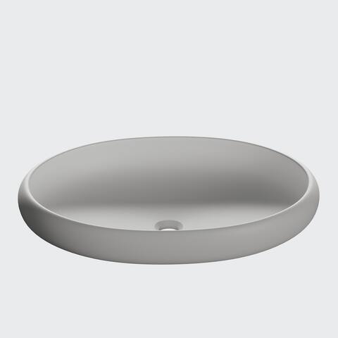 Graziano Matte White Oval Solid Surface Vessel Sink
