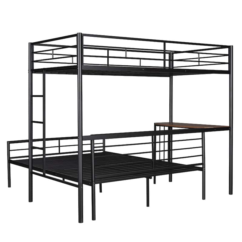 Twin Over Full Metal Bunk Bed with Desk