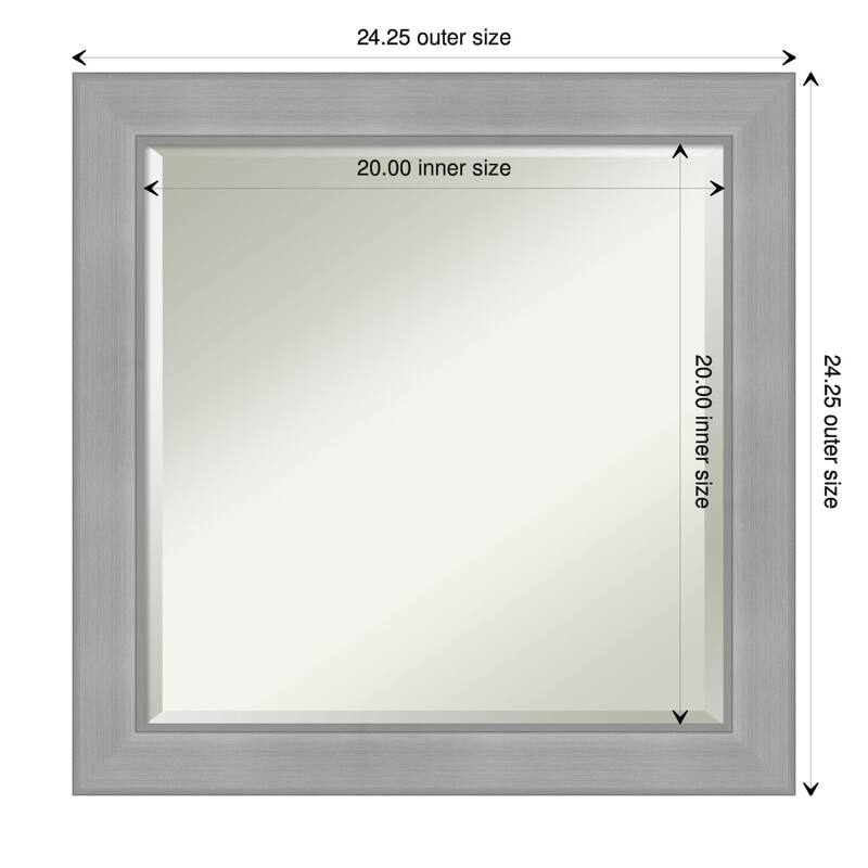 Beveled Wall Mirror - Vista Brushed Nickel Frame - Vista Brushed Nickel - 24.25 x 24.25-inch
