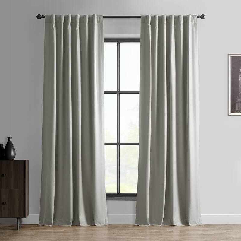 Exclusive Fabrics Essential Polyester Solid Blackout Curtains - Thermal Insulated Window Curtains Rod Pocket (Single Panel) - 50 X 108 - Greige