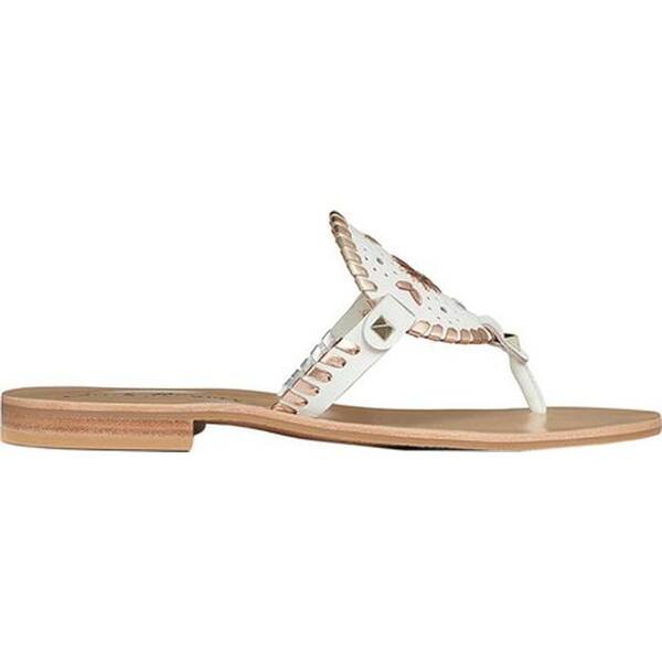 Shop Jack Rogers Women S Georgica Thong Sandal White Metallic