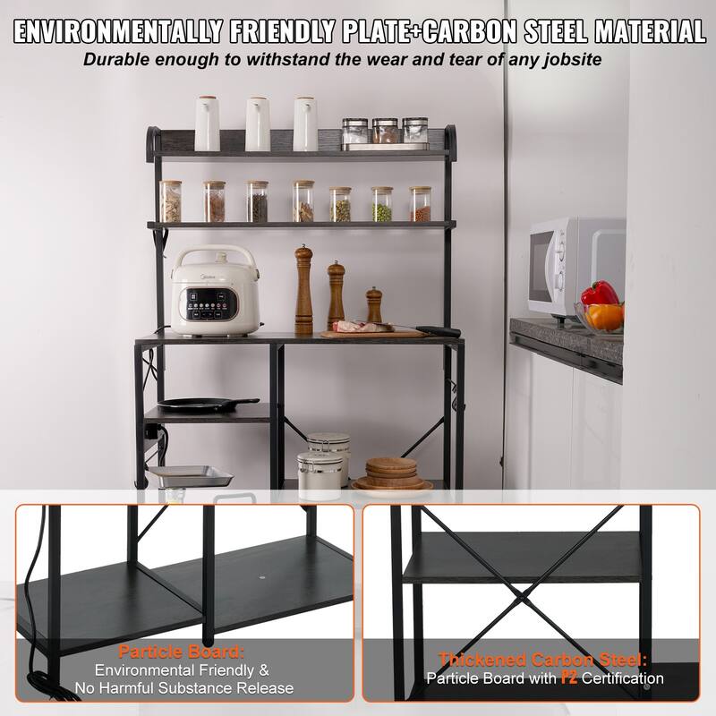 VEVOR 4 to 7 Tiers Kitchen Baker's Rack Oak Microwave Stand Living Room