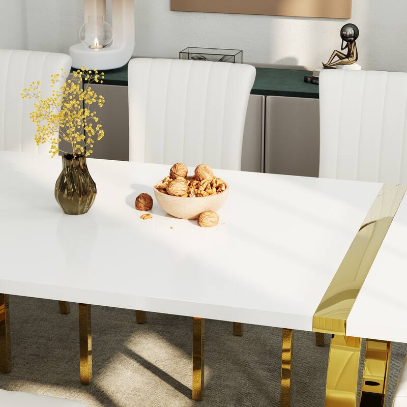 Luxury Dining Table Set with PU Leather Dining Chairs