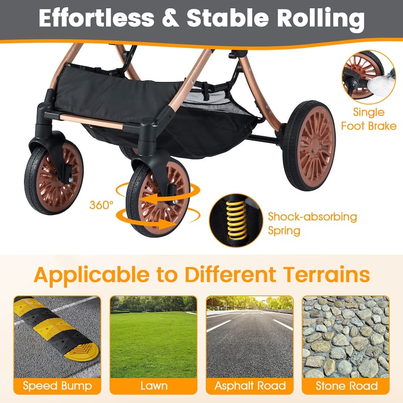 Gymax 3-in-1 Pet Stroller w/ Removable Carrier Sun Shade Removable Pad