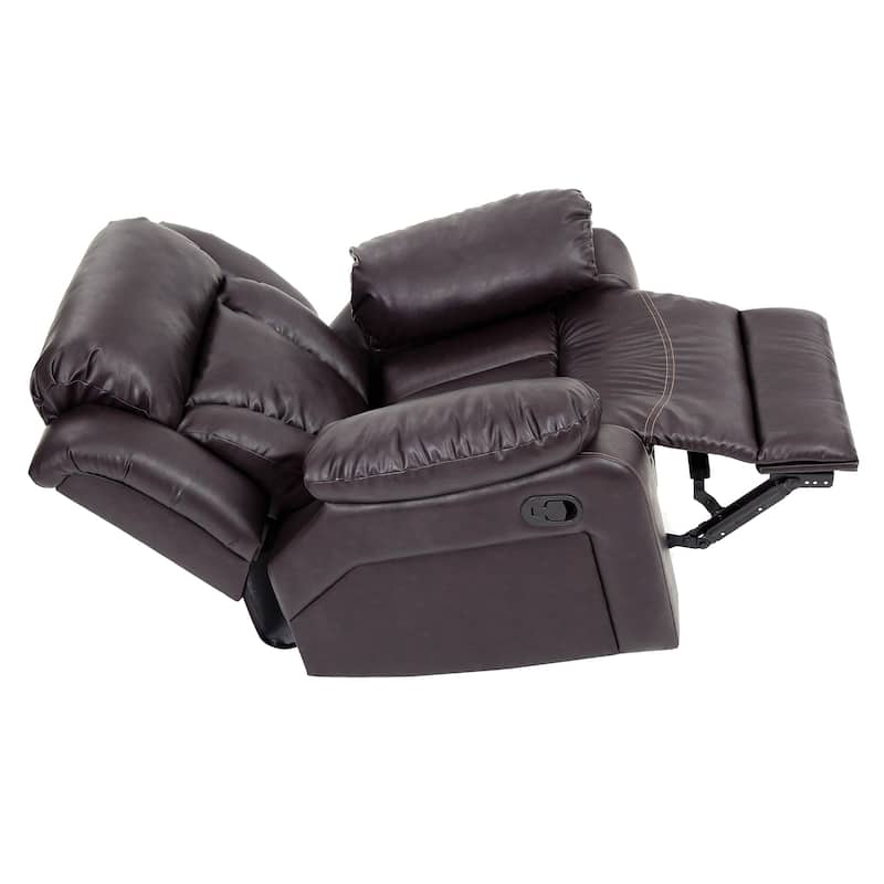 Faux Leather Upholstered Reclining Chair with Padded Arms - 41" - Dark Brown