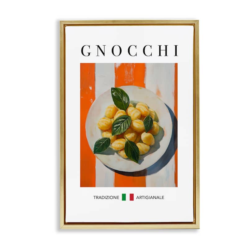 Stupell Traditional Gnocchi Pasta Framed Floater Canvas Wall Art Design By Andreas Magnusson - 21 x 31 - Gold