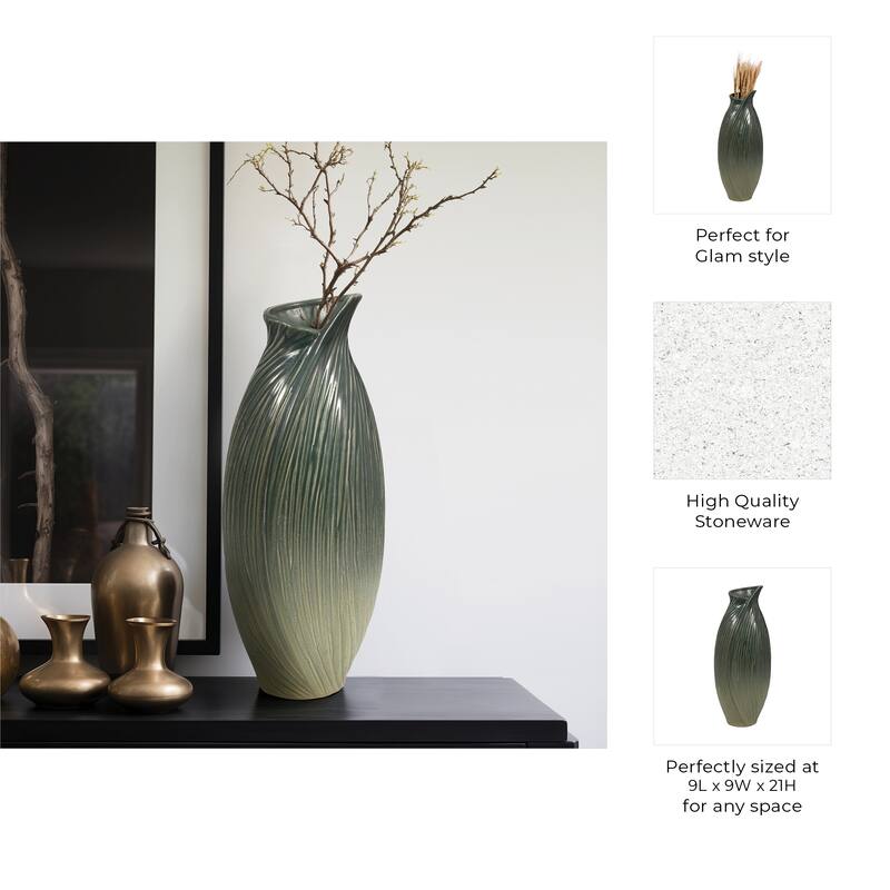 Ceramic Stylish Rubpert Contemporary Vase - Green