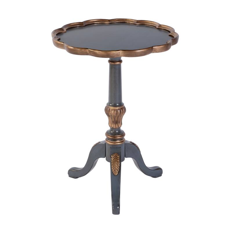 Dansby 20 in. W Round Wood Scalloped Edge Pedestal Side Table