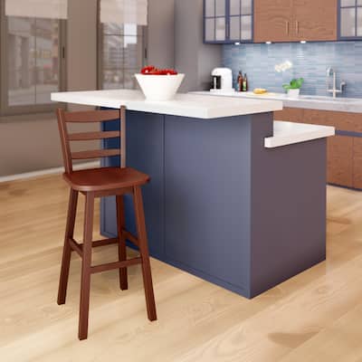 Ladder-back Swivel Seat Bar Stool, Walnut - 16.38 x 18.27 x 43.68 inches