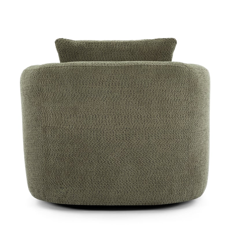 Roomfitters 360° Chenille Upholstered Swivel Barrel Chair Accent Sofa with Throw Pillow for Living Room Bedroom Office Hotel