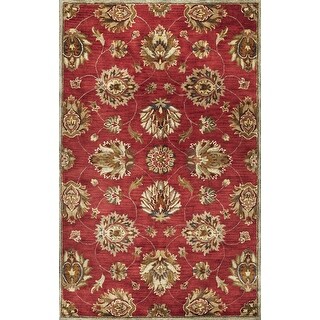 Red Tuft Rug 3'x5' Red Hand Tufted Wool Traditional Floral Indoor Area Rug - 3'6 ...