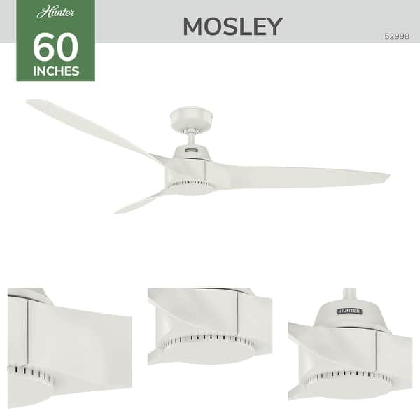 dimension image slide 1 of 2, Hunter 60" Mosley ENERGY STAR Ceiling Fan w/ Wall Control - Damp Rated!