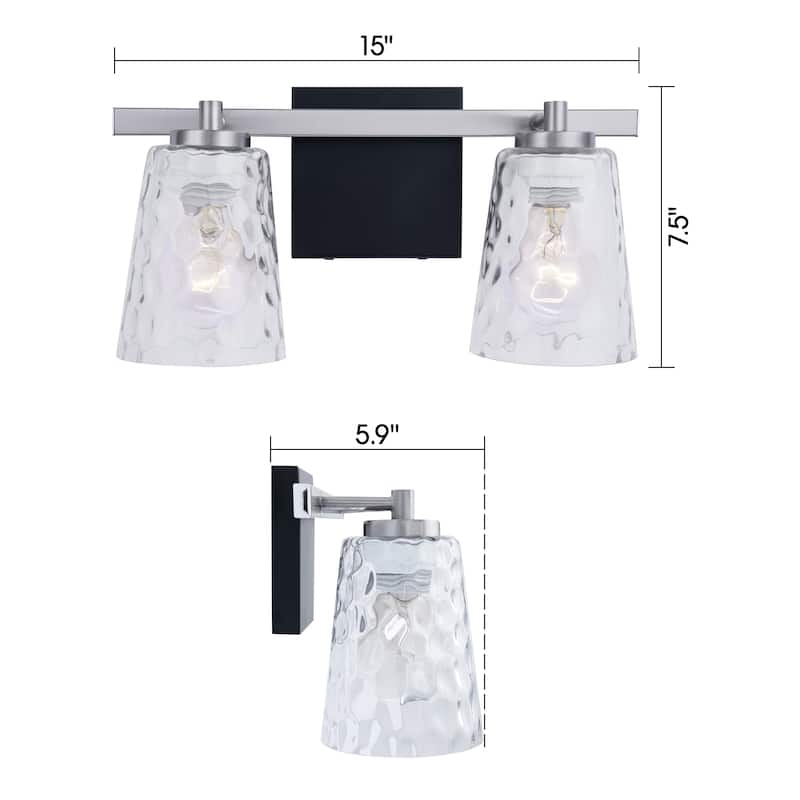 Modern Radiance 2-Light Nickel Vanity Light - 15"L x 5.9"W x 7.5"H