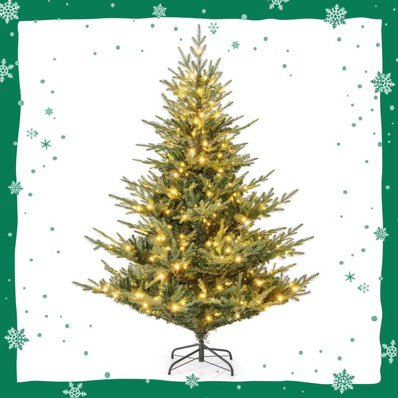 Costway 6/7 FT Artificial Christmas Tree with 830 Branch Tips 260 LED - See Details - Green
