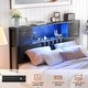 preview thumbnail 20 of 73, Farmhouse Bed Frame with Holey Board, Upholstered Headboard Platform Bed with Charging Station