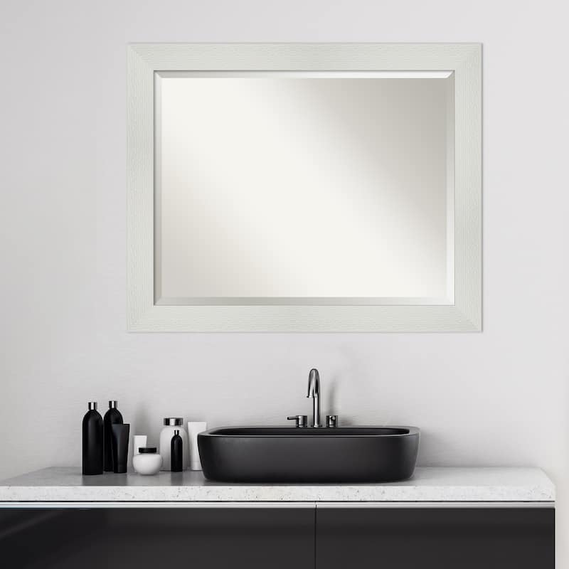 Beveled Bathroom Wall Mirror - Mosaic White Frame