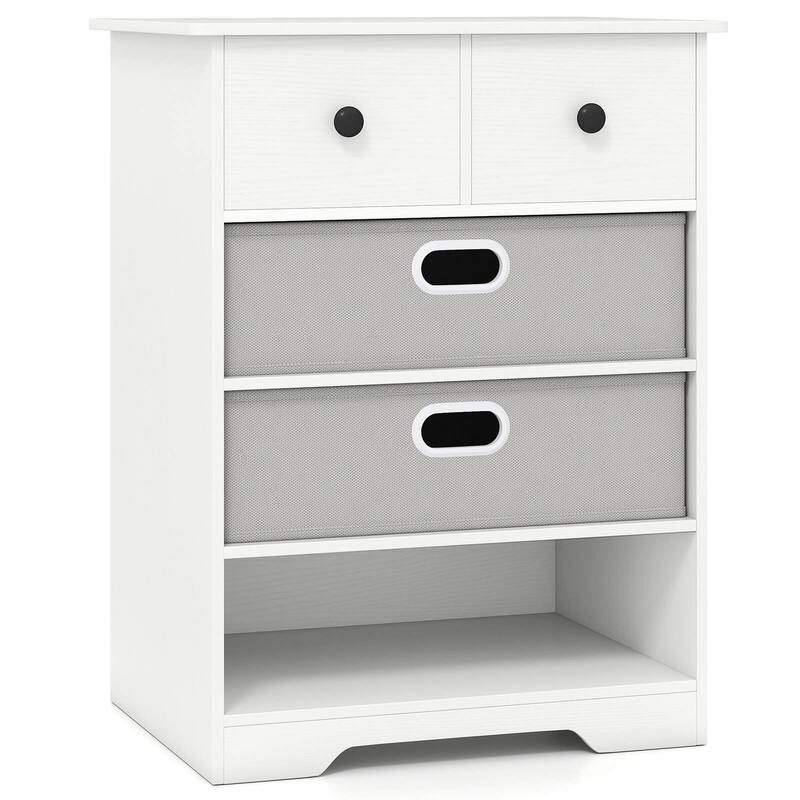 Costway 4-Drawer Dresser Modern Chest Storage Organizer with Open - White
