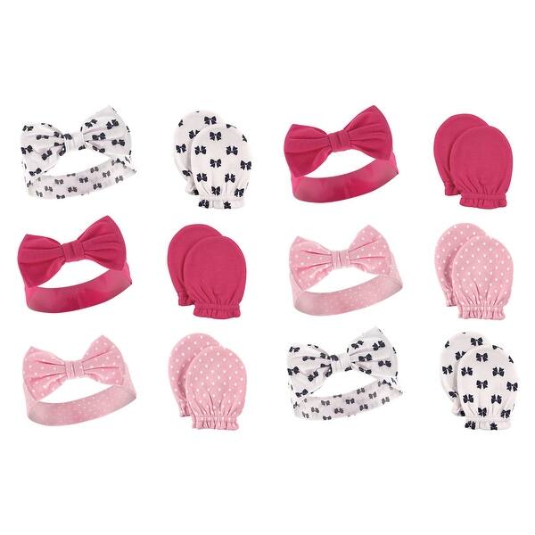 slide 1 of 1, Hudson Baby Infant Girl 12Pc Headband and Scratch Mitten Set, Bows, 0-6 Months - Bows Bows - 0-6 Months