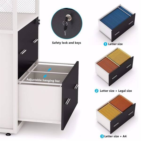 Shop Large Modern Filing Cabinet 2 Drawers Lateral File Cabinet With Lock Overstock 30644978
