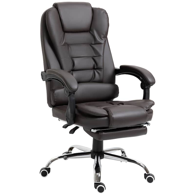 Leather Rolling Chair Reclining Chair with Padded Armrests, Adjustable Height Computer Chair Ergonomic Chair
