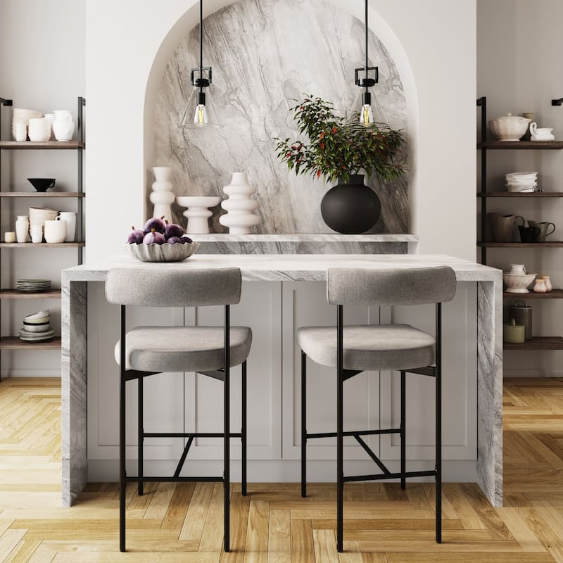 Nathan James Dahlia Counter Height Barstool or Dining Chair with Back and Upholstered Cushion