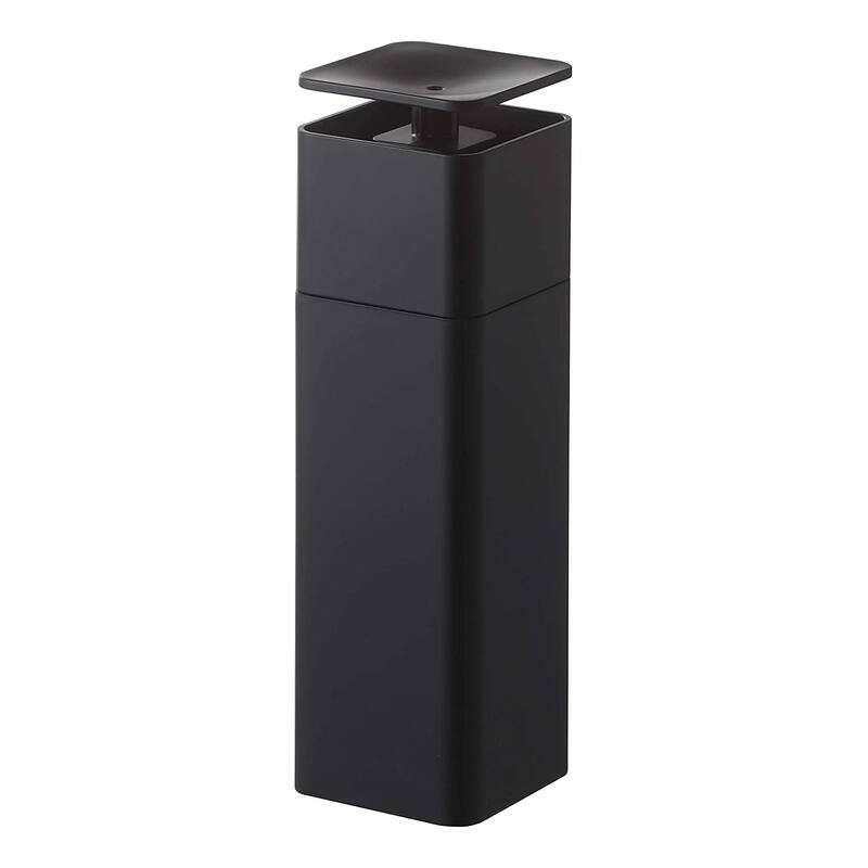 Yamazaki Home Push Soap Dispenser, ABS Plastic, 8.5 fluid oz., 250 milliliters - L 2.17 x W 2.17 x H 7.28 inches - Black